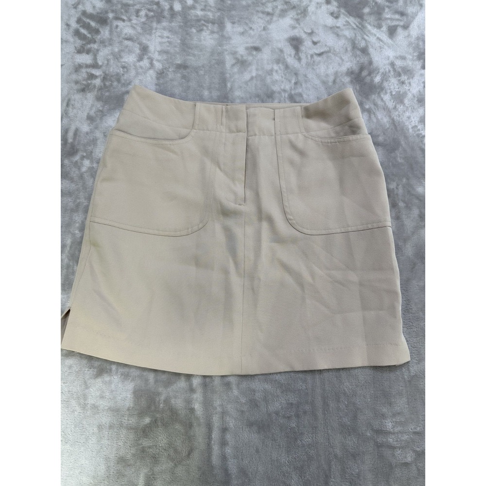America Leader Mini Skirt Women's Size 3 Beige Pockets Slit Side EUC